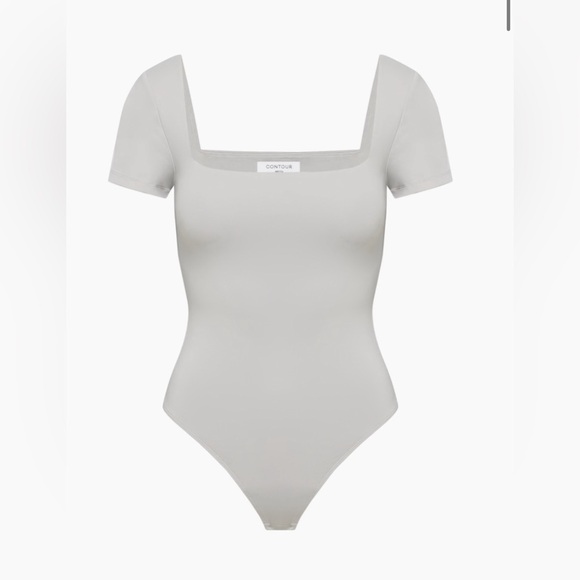 Aritzia Babaton Contour Straight Neck Bodysuit in Opal Grey - Picture 1 of 4